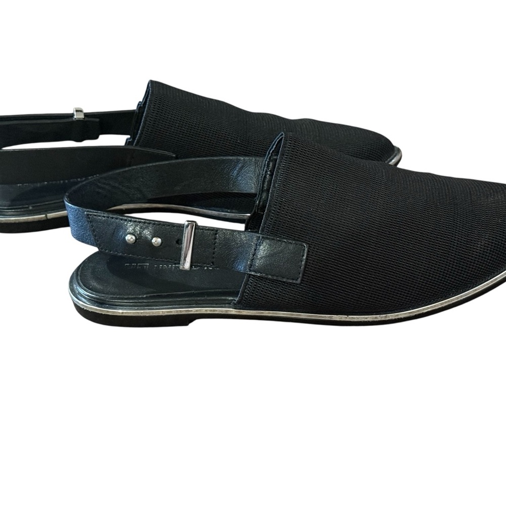 UNITED NUDE Black Slingback Mules Pointed Toe Knit Upper Silver Trim - Picture 8 of 10